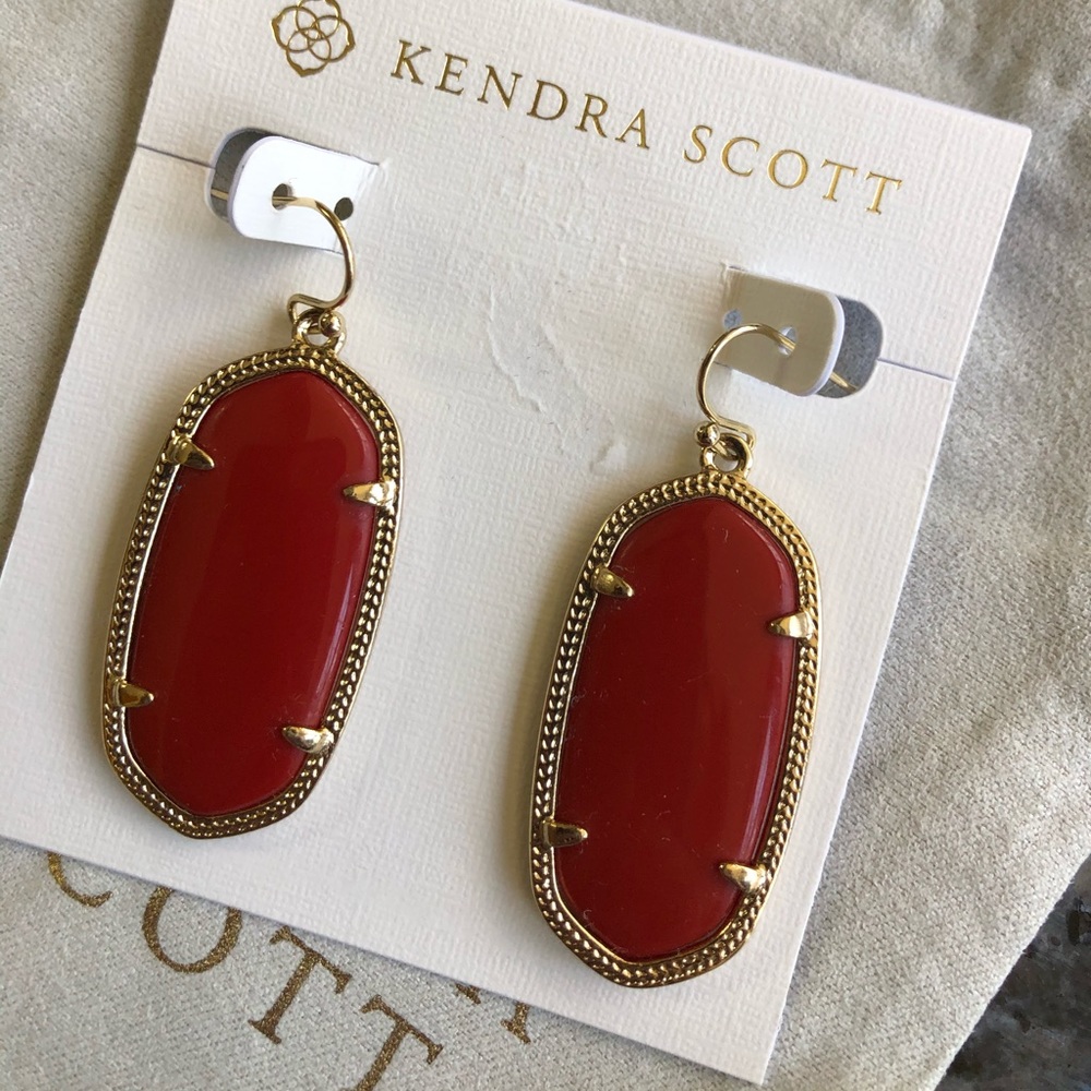 Kendra Scott Elle Gold Dark Red Earrings